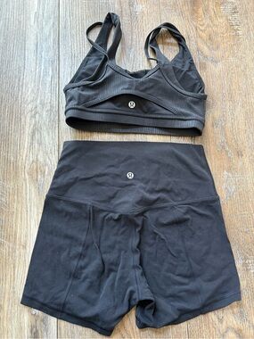 Lululemon Black Sports Bra & High-Waist Shorts Set 4/6